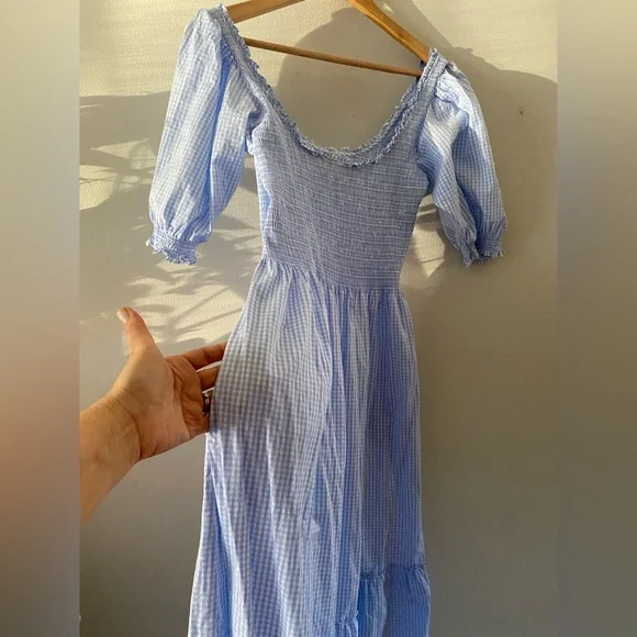 Hill House The Louisa Nap Dress Size S in Hydrangea Gingham Blue and white color